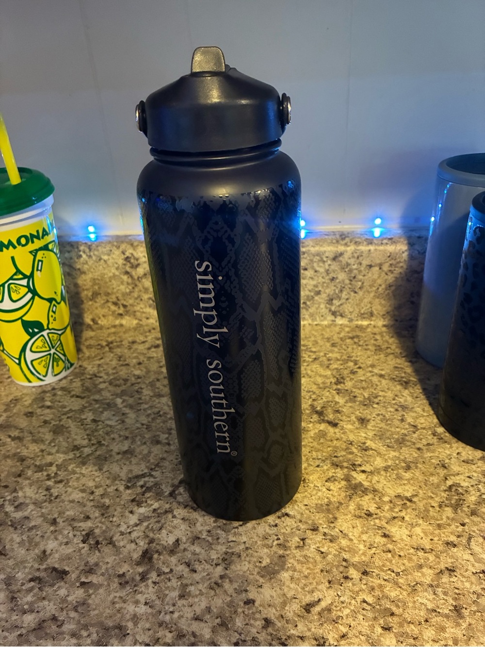 Simply Southern Black Snake-Print Insulated Water Bottle